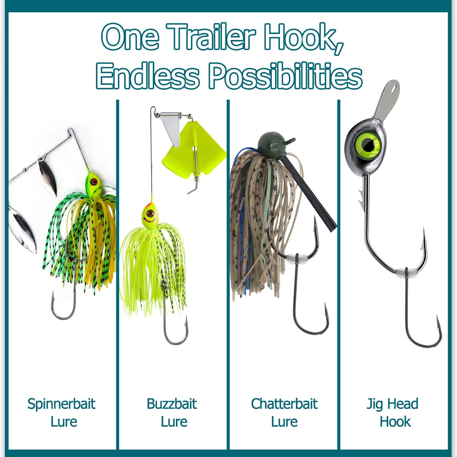 Трейлерні гачки для блешень Spinnerbait, 50-200 шт
